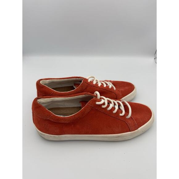 Frye Ivy Low Lace Sneakers Women’s Size 7.5 MSRP $178 Blood Orange Suede Leather - Picture 4 of 6